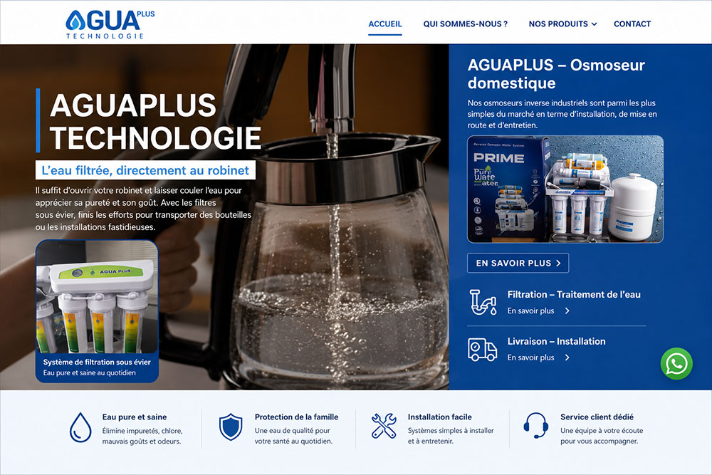 Création de site web pour Agua Plus