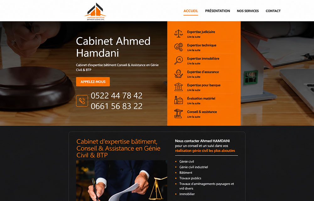 Création de site web pour Cabinet Hamdani Expertise