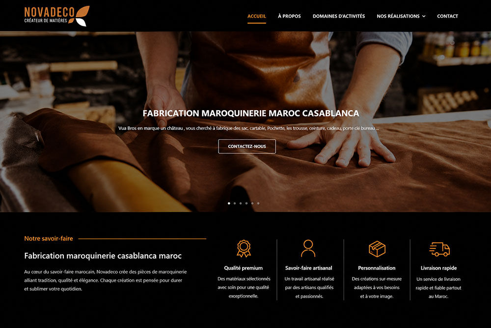 Création de site web pour Maroquinerie Maroc