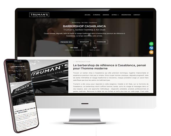 Création de site web pour Truman’s Barbershop Casablanca